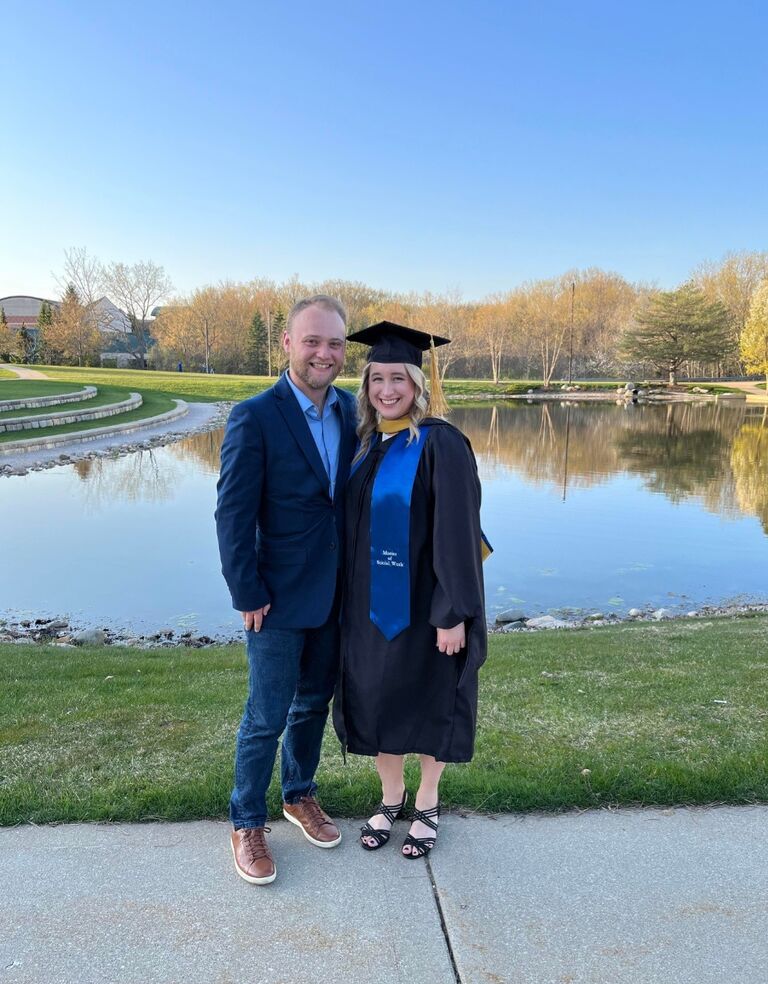 Kyle supporting Allison through two years of graduate school for her MSW!