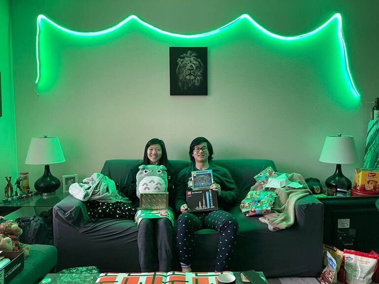 Sophia and Jerry created their own Christmas morning with a gift exchange during the pandemic