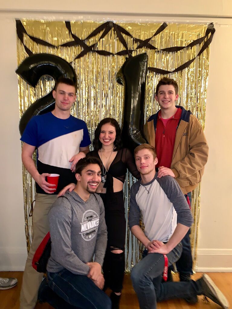 Our first picture together at Meaghan's 21st birthday party! First time starting to hangout outside of track practice.