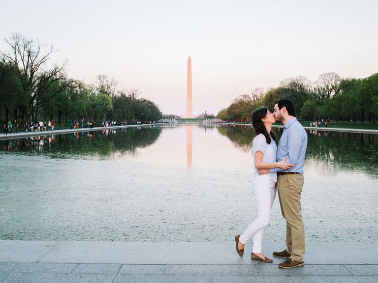 A Low-Key Engagement Shoot by the Lincoln Memorial in Washington, DC