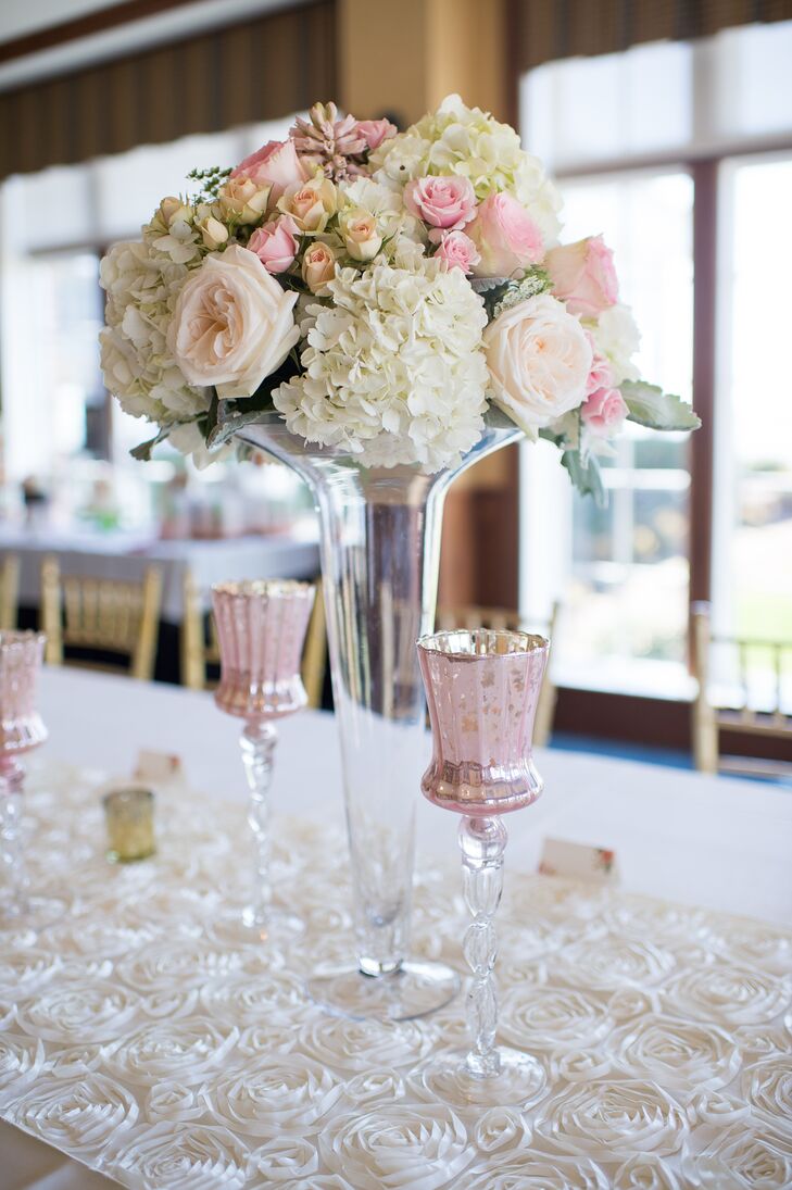 Tall Glass Vases with Spring Bouquets of Roses and ...