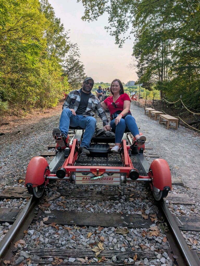 We did this Rail Adventure ride while in Bourbon Country. It was so much fun and Billy pedaled nearly the entire time... I did not. ~Natalie