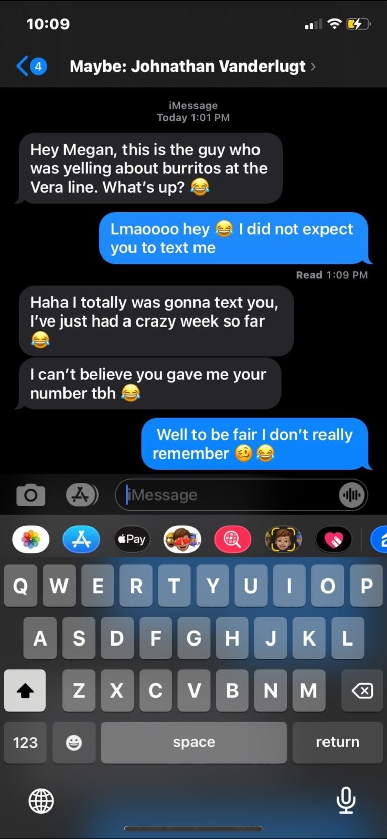 A week after their meeting, Jack finally got the courage to text Megan.