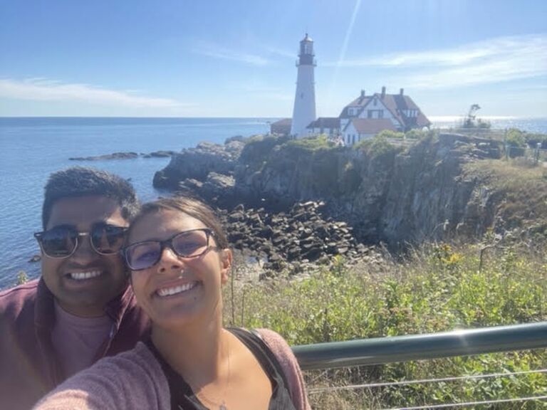Julia got to show Hath around where she went to school in Portland, ME