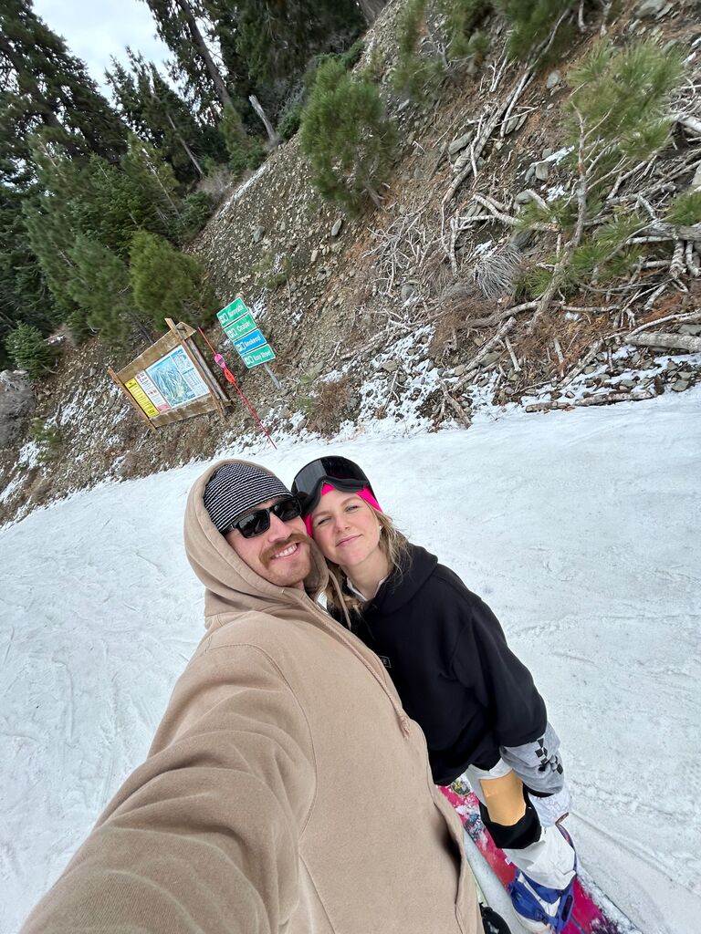 Berkeley's first time snowboarding! Dylan was a very patient teacher. 