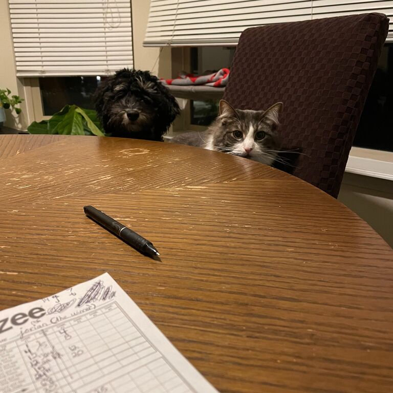 Game night at our first apartment together 🤎