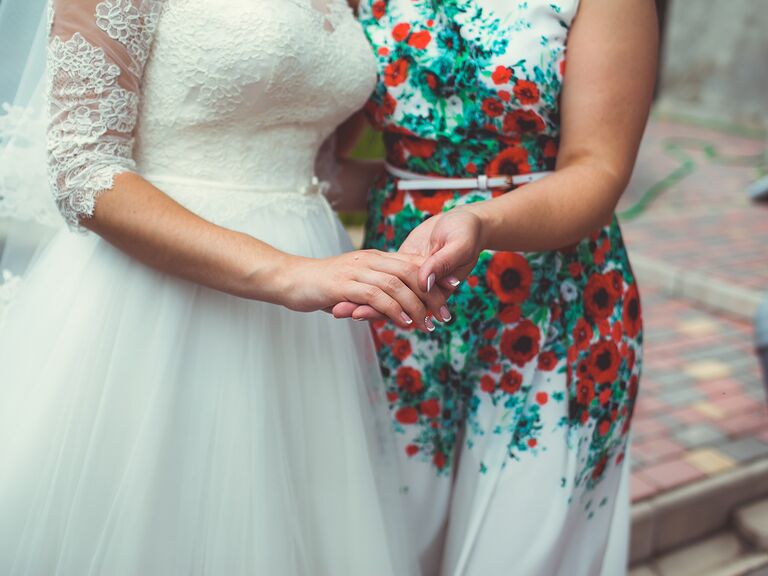 Mother-in-law and daughter-in-law on wedding day
