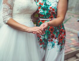 Mother-in-law and daughter-in-law on wedding day