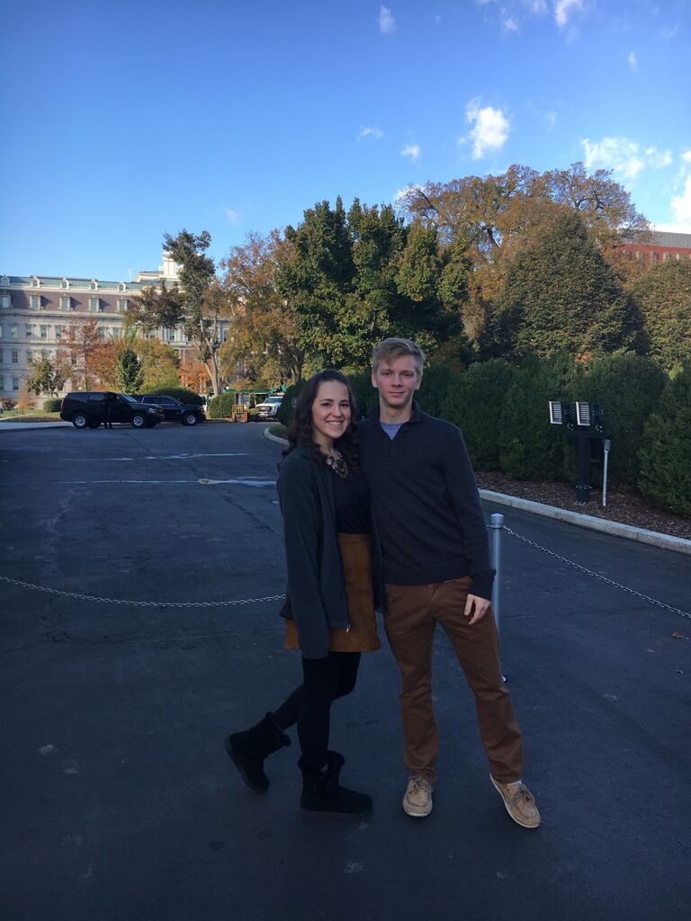 Rylie and Oscar at the White House for their senior class trip.
