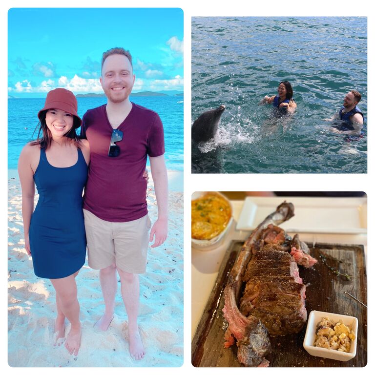 For their first anniversary they took a trip to the Virgin Islands. This is where their annual anniversary tradition of eating a giant Tomahawk steak began! Shortly after they returned they decided to move in together