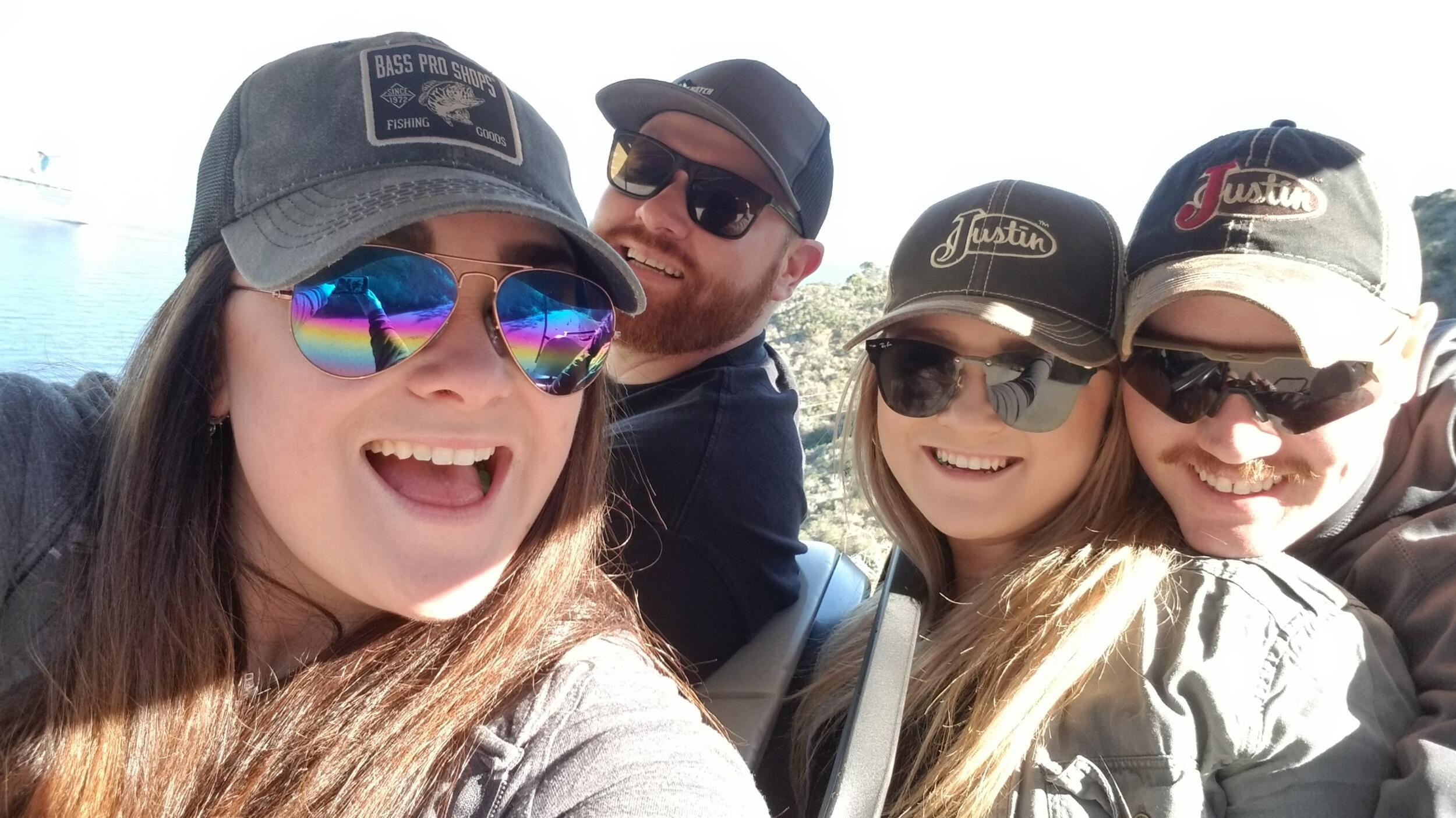 Exploring Catalina Island in the golf cart  during the surprise cruise  trip for Chailenn's 30th Birthday with Randynn and Tyler. 