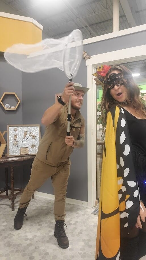 Their store, Partner's By Design, was still going strong at this point! We loved this Halloween costume of the "butterfly and the butterfly catcher." Do you get it? Catch me if you can! ;)