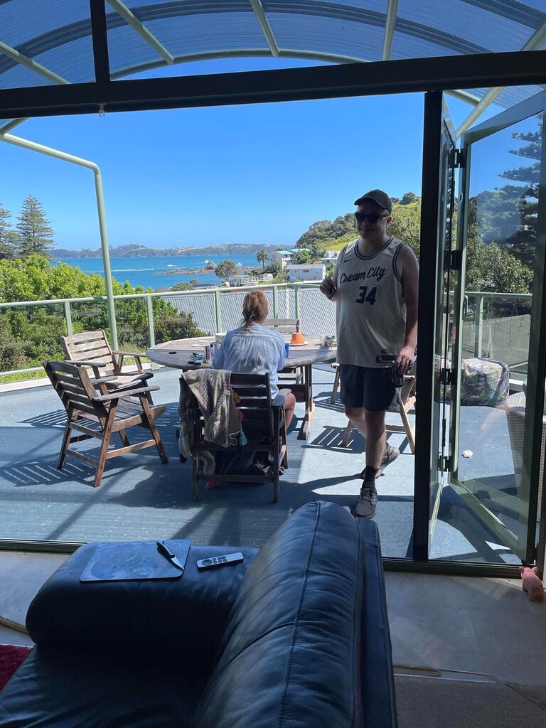 Seeing the new year in with Auntie Lynne and Uncle Rob, Russell.