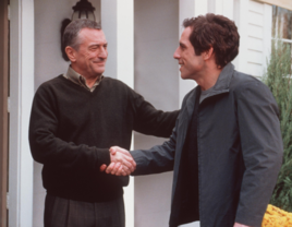 Still from "Meet the Parents" movie with Ben Stiller and Robert De Niro