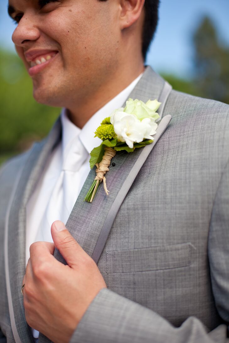 white lily boutonniere