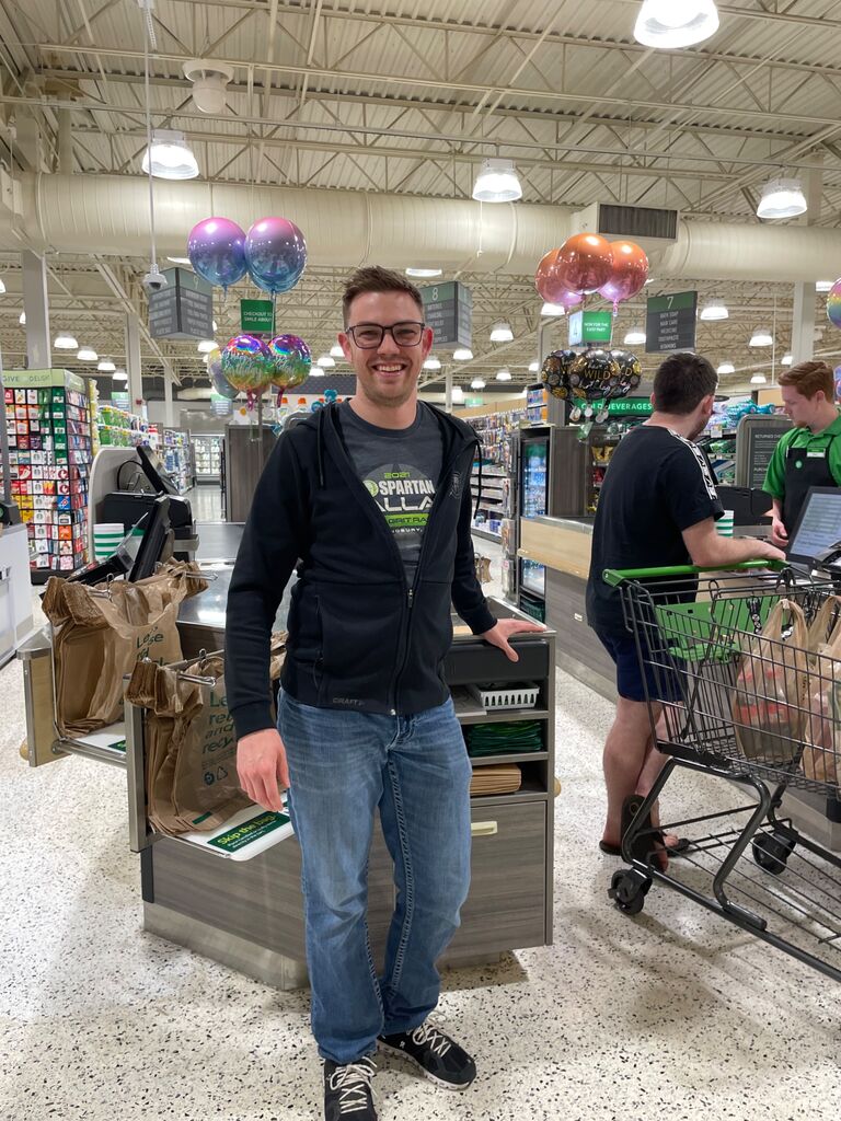 Alex at the cash register they met at seven years later.