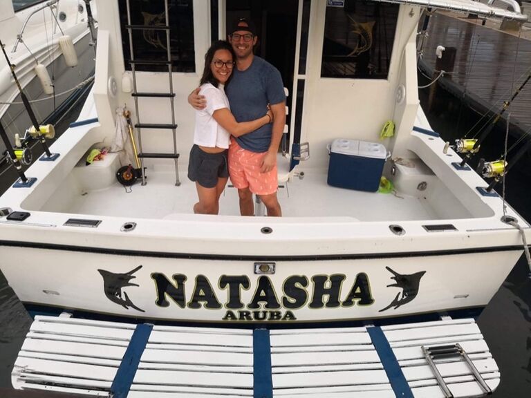 First New Years Day together, fishing in Aruba catching a Wahoo. Never a boring date with this Guy!

