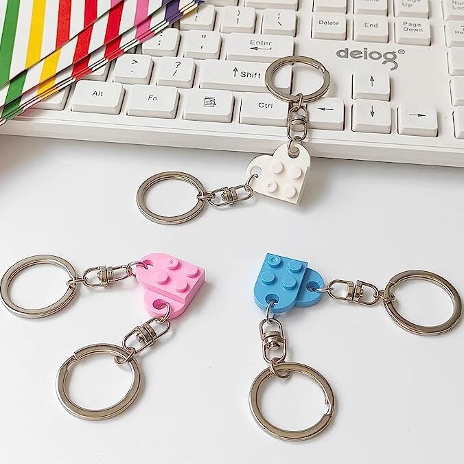 Lego heart keychain for couples