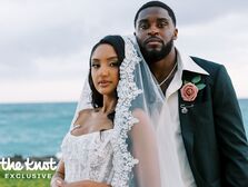Chicago Bears player Jaylon Johnson and wife Janessa's wedding photo