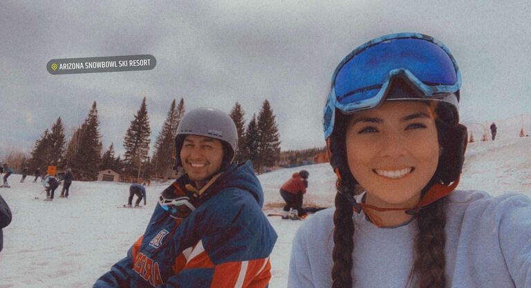 Larissa moved to Flagstaff for grad school in August of 2021. They did long distance for 2 years but visited each other often! One of their favorite memories of Flagstaff is snowboarding for the first time . 