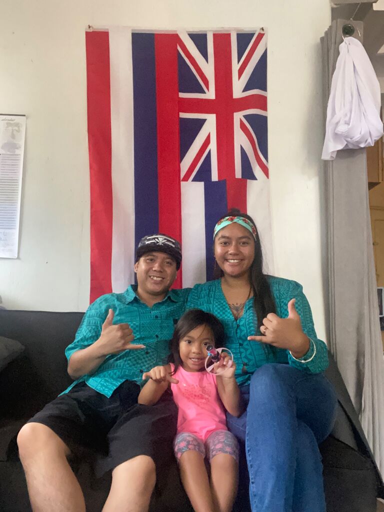 Small kine bedroom photo shoot in our matching HI Finest. This is where our family outfit planning began.
