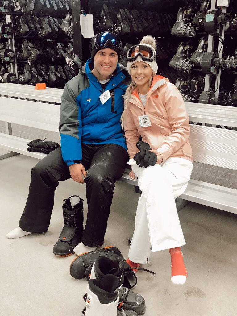 First time skiing/snowboarding together!