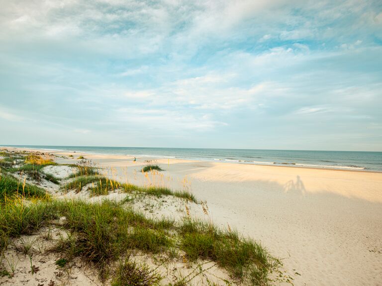 Empty beach romantic getaway at Amelia Island, Florida