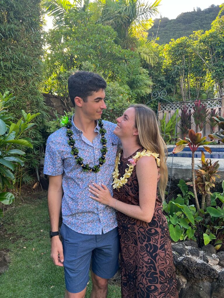 They got engaged in 2022 at Molly's childhood home in Honolulu, surrounded by friends and family.