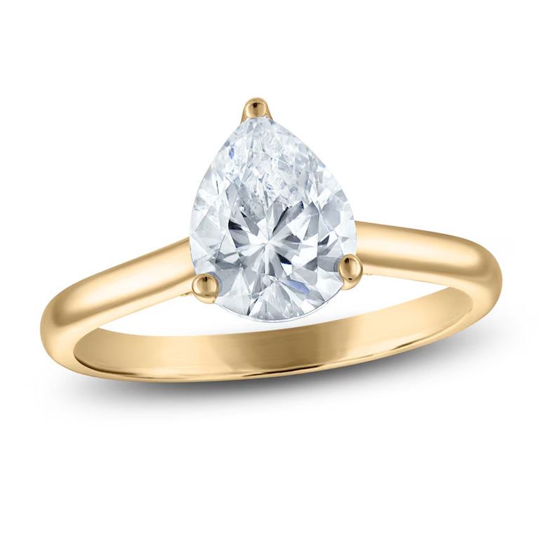 Pear shaped diamond solitaire engagement ring from Jared
