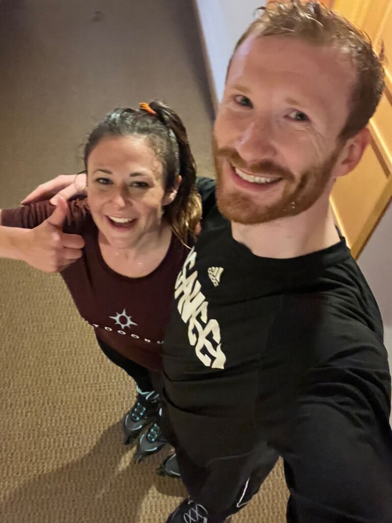 Heidi and Nicholas celebrate 6 months with a rollerblade in a torrential downpour (unplanned) and dinner at the Old Fashioned (planned)