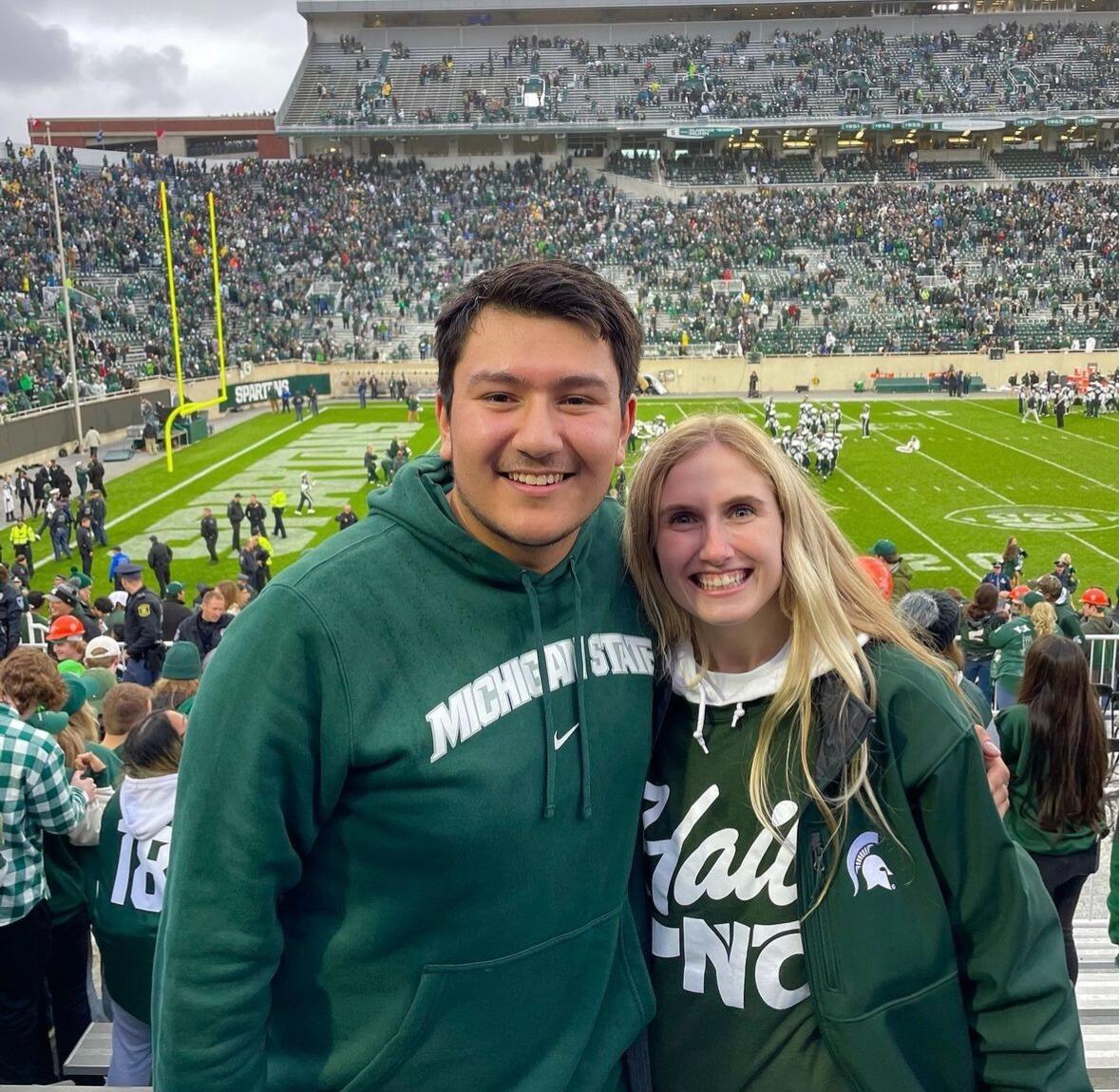 MSU BEATS UofM!!!! This was the best day of Brandon and Carley's college experience! They got up at 5 am to get good seats in the game! It was so worth it and was such a fun day they got to experience with friends!