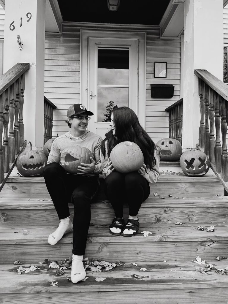 Carving pumpkins to celebrate being together for 6 months!