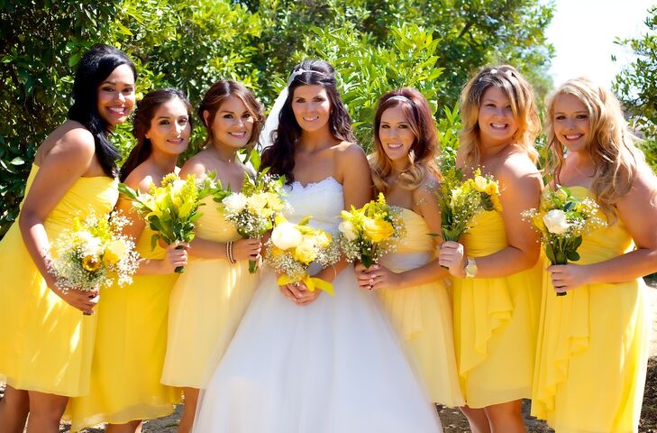 canary bridesmaid dresses