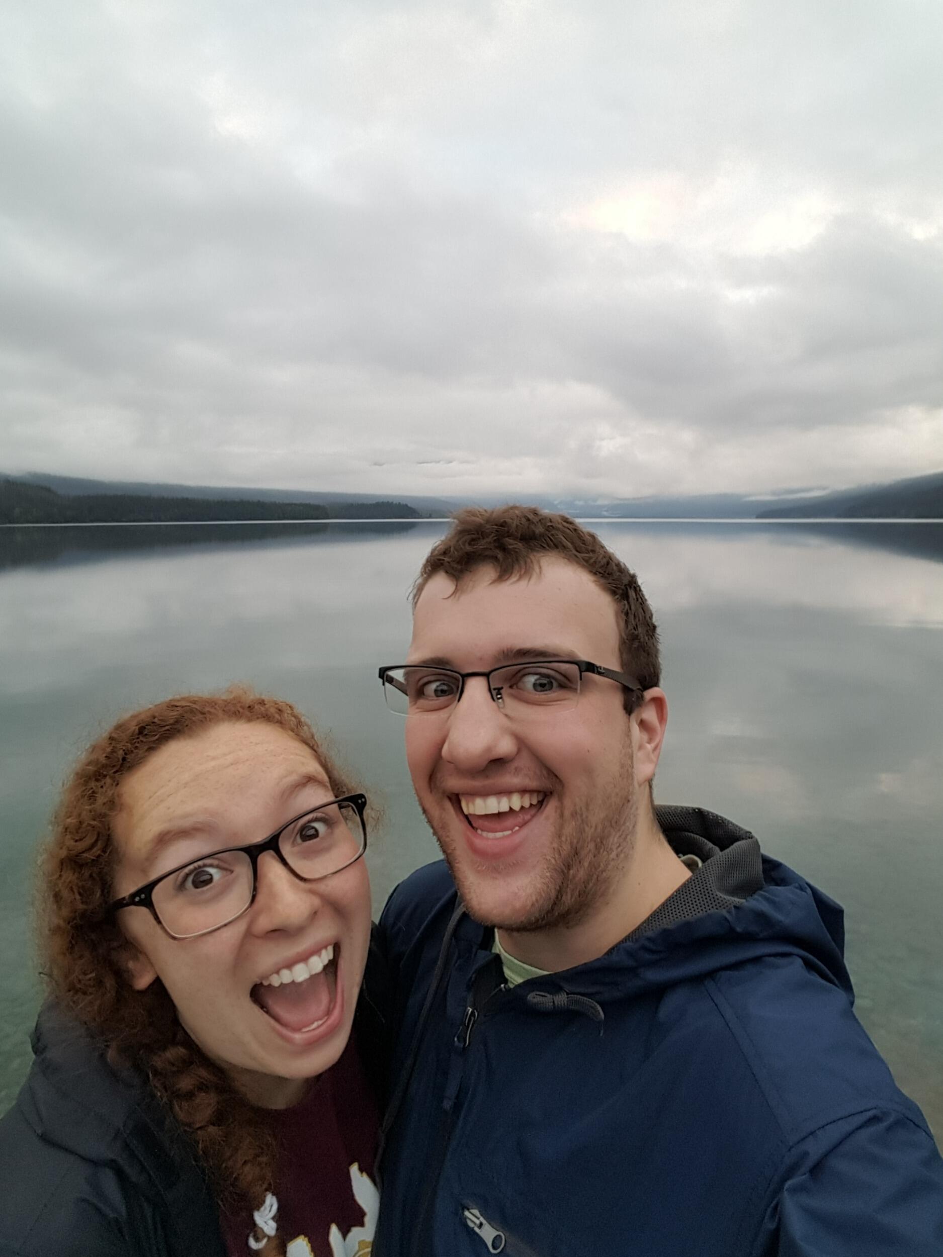 Glacier National Park. This was our first big trip together. We road-tripped from Minnesota to Oregon. On our way home, we hiked and camped in Glacier National Park. 