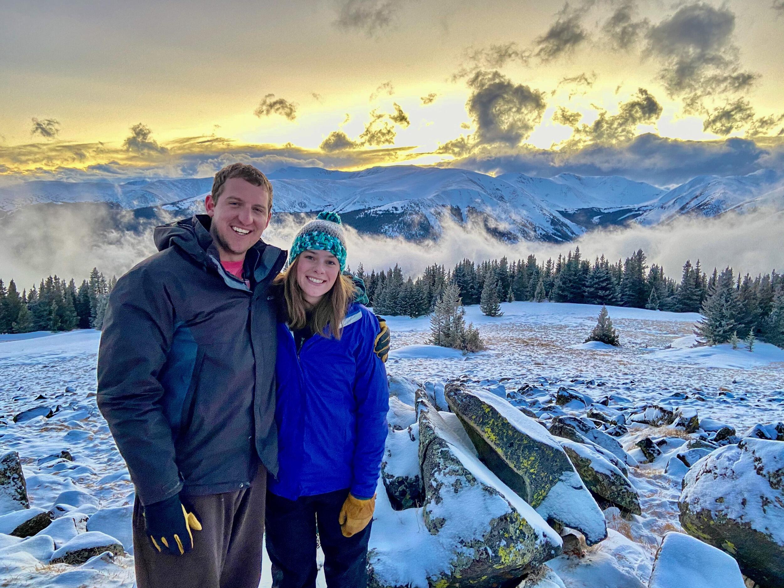 Top of the Geneva Basin in Colorado. Kyle and Kiana skied and sledded with friends that would later become most of their wedding party!