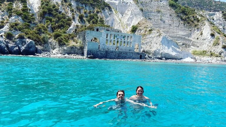 Dipping in the Med during an amazing trip to the Aeolian Islands!