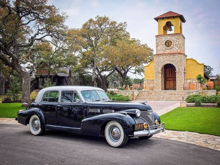 Car parked outside wedding venue
