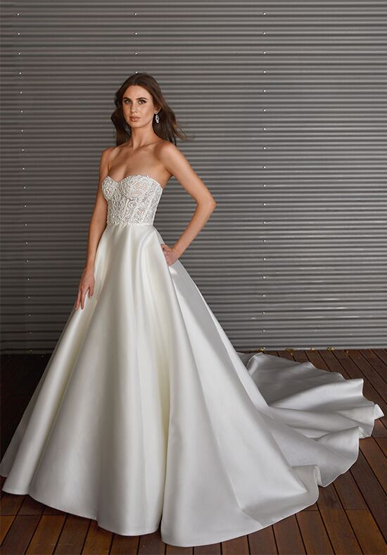 oyster satin wedding dress