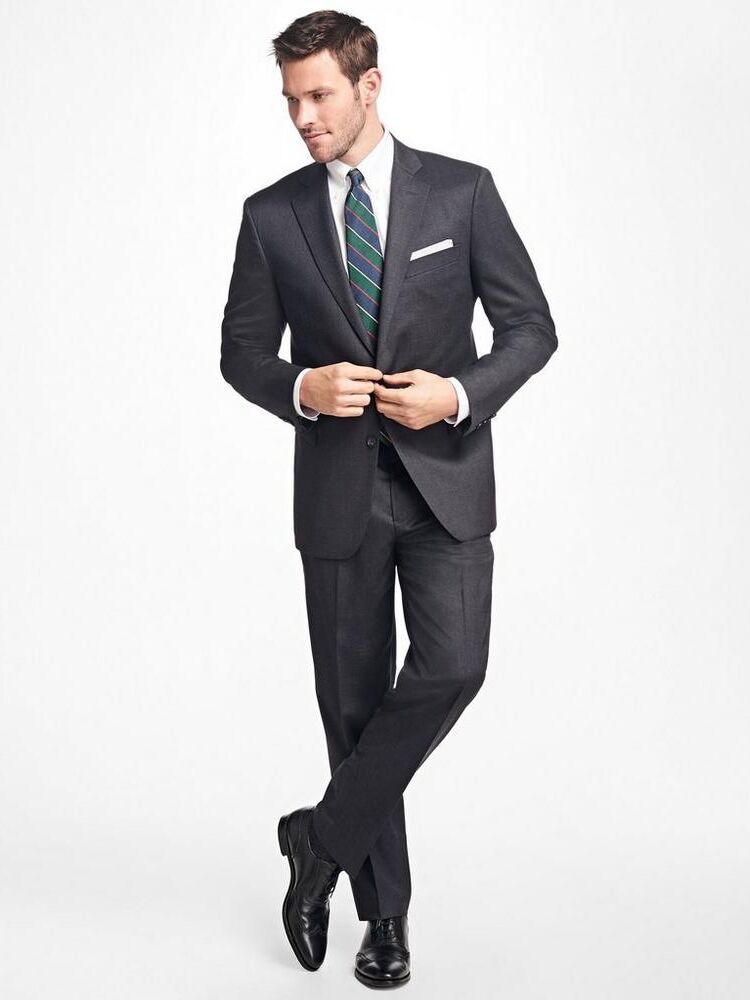 Charcoal colored formal suit by Brooks Brothers. 
