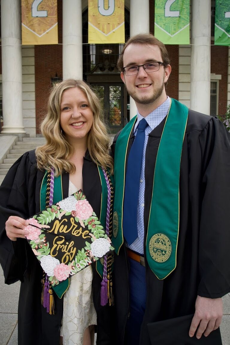 We graduated together with degrees in nursing and computer science.
