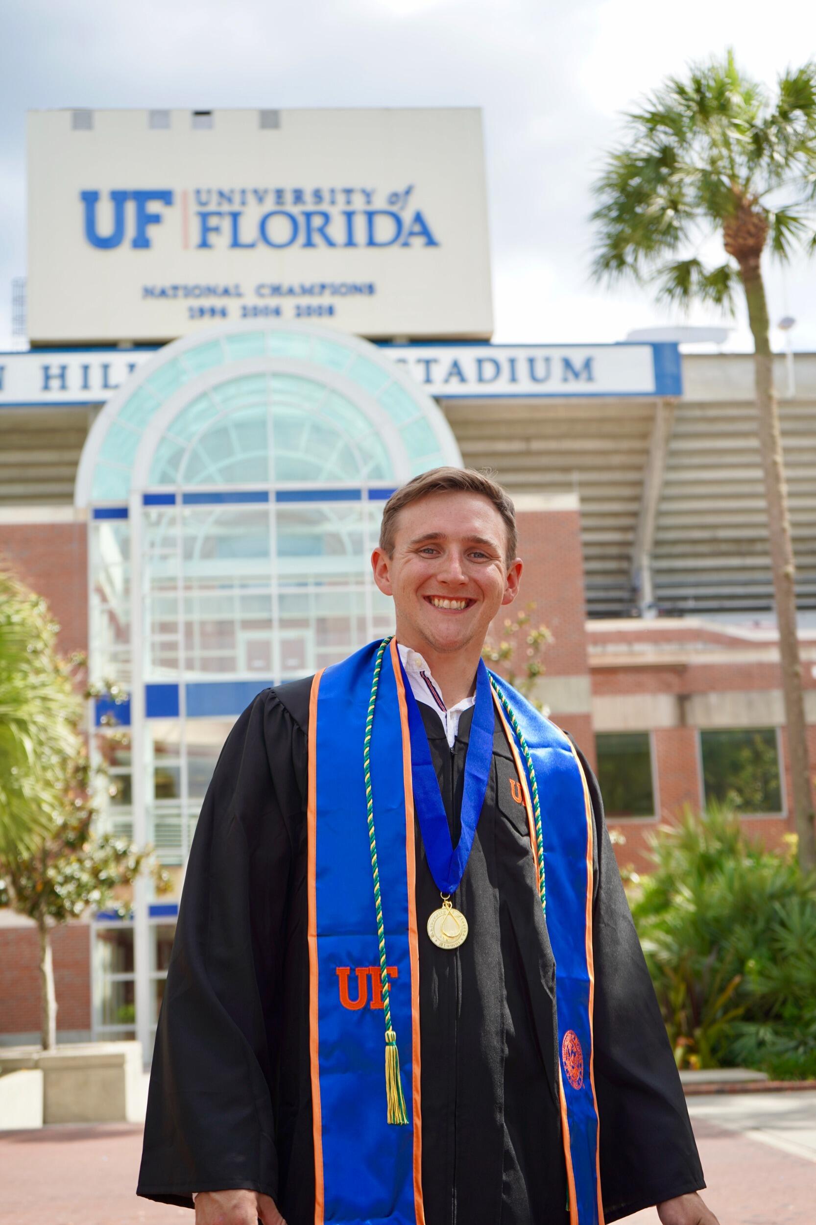 As the spring of approached, John had to return to the University of Florida to pursue his finance major. Undeterred by the looming distance, John and Cheyenne decided to peruse somewhat of a distanced relationship. Fate, however, had its own plans, and with the onset of the pandemic, John found himself back in his hometown doing virtual school for the semester. Rather than posing a challenge, this turn of events became a blessing, allowing the couple to spend significant time together, deepening their connection and understanding of one another. Days turned into shared experiences, fostering a love that continued to blossom against all odds. In may of 2022, John completed his bachelors degree in Finance from the University's of Florida. Go Gators!