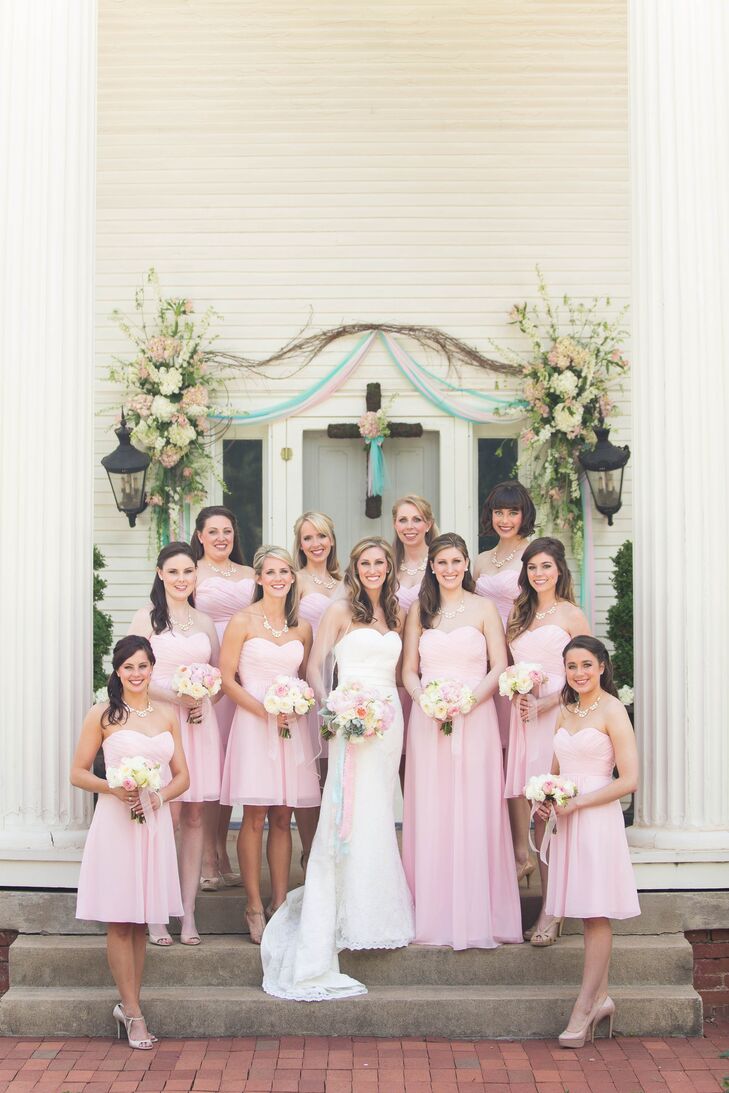 pale pink short bridesmaid dresses