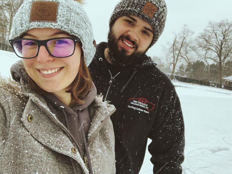 Hubbard park remained frozen for an additional 2 weeks. The couple spent weekends and evenings skating on the ice, racing each other and even trying to play pond hockey (emphasis on trying, lol!)