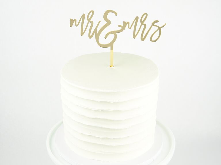 Gold mr and mrs cake topper