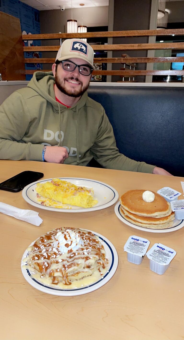 Had to have a pancake date after Trace had to have foot surgery. Pancakes make everything better!