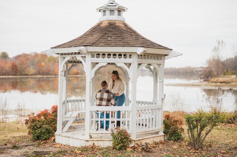 Steve executes the proposal of Chelsey's fall-obsessed dreams at their very favorite park. The day is fully equipped with a photo shoot, tacos and a champagne celebration, a party with some of their favorite people, and all the chilly weather vibes. She, of course, said, "yes!" and they began their journey to happily ever after. 