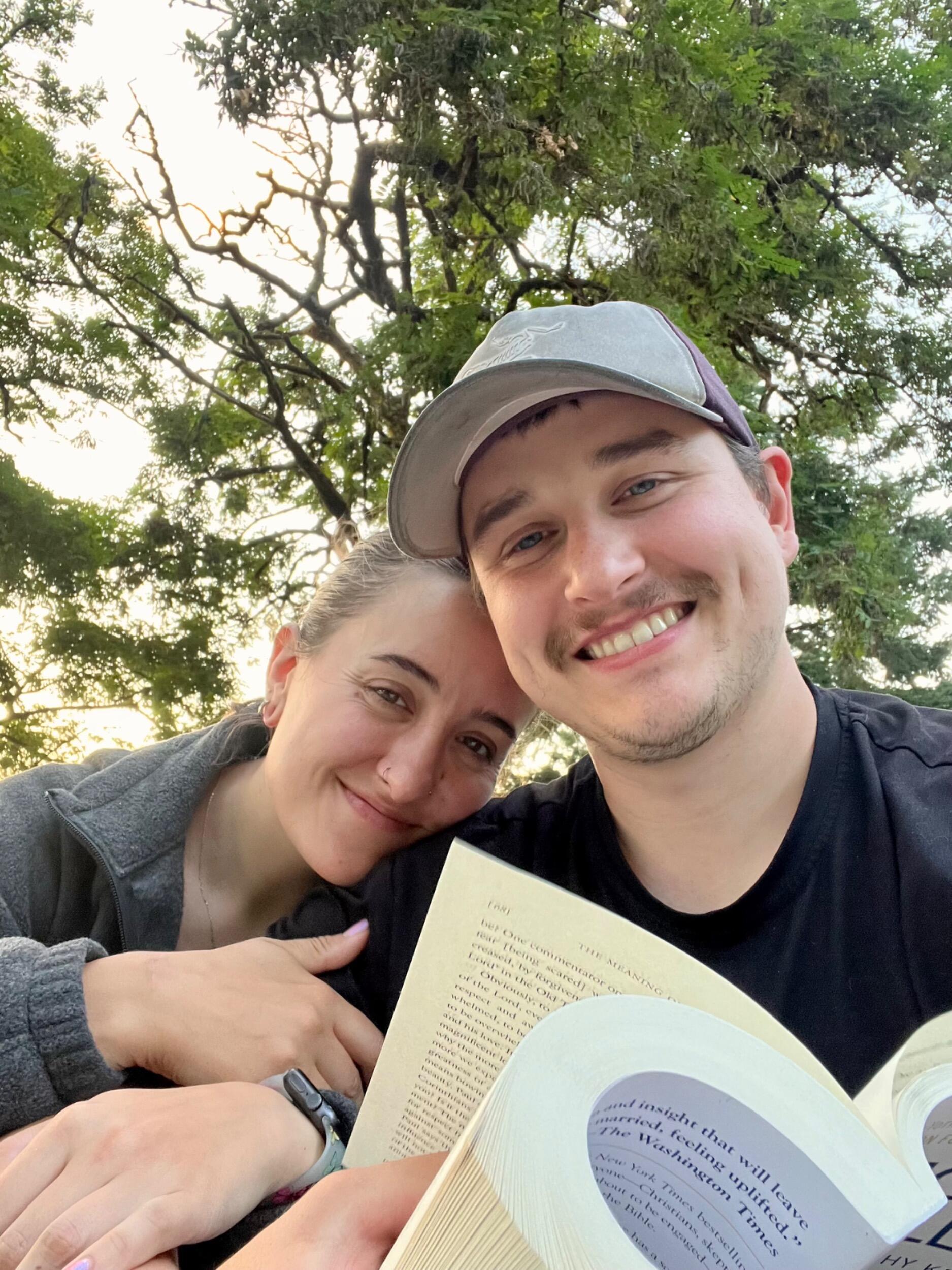 Reading in the park at the Milwaukie waterfront 