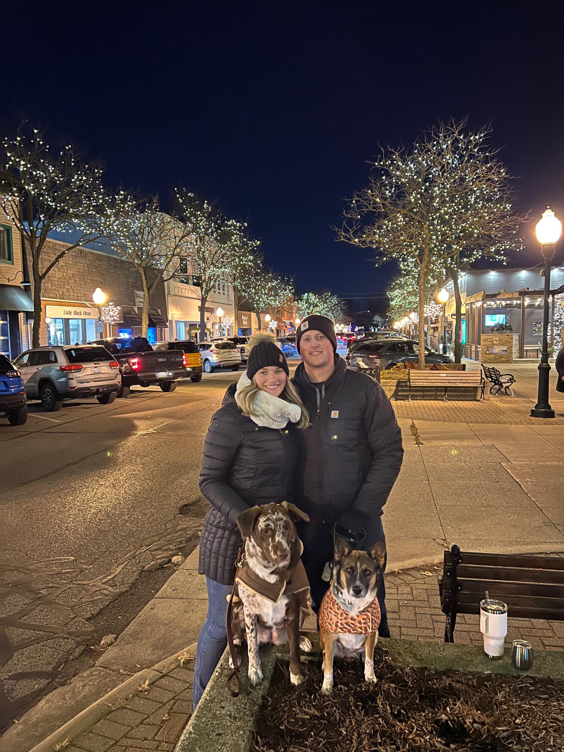 Chase was charmed with the Hallmark-like downtown Plymouth in winter, where he won the approval of the den Boers on his first trip to meet family in Michigan. 
