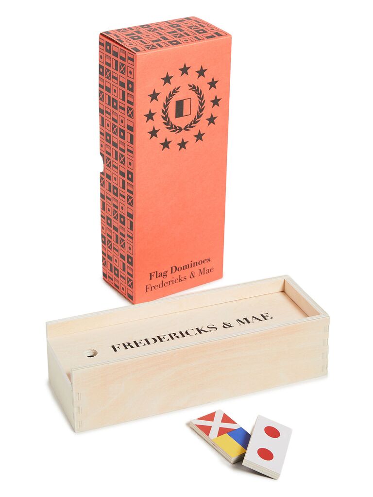 Sailor-themed dominoes in wooden box