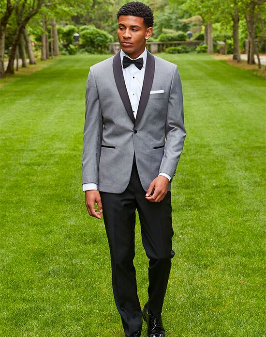 Grey tuxedo black lapel hot sale
